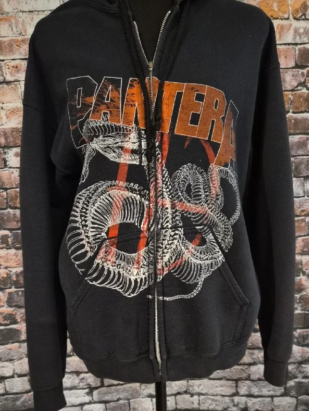 Gildan Pantera Black Zip-Up Hoodie with Orange and White Snake Graphic